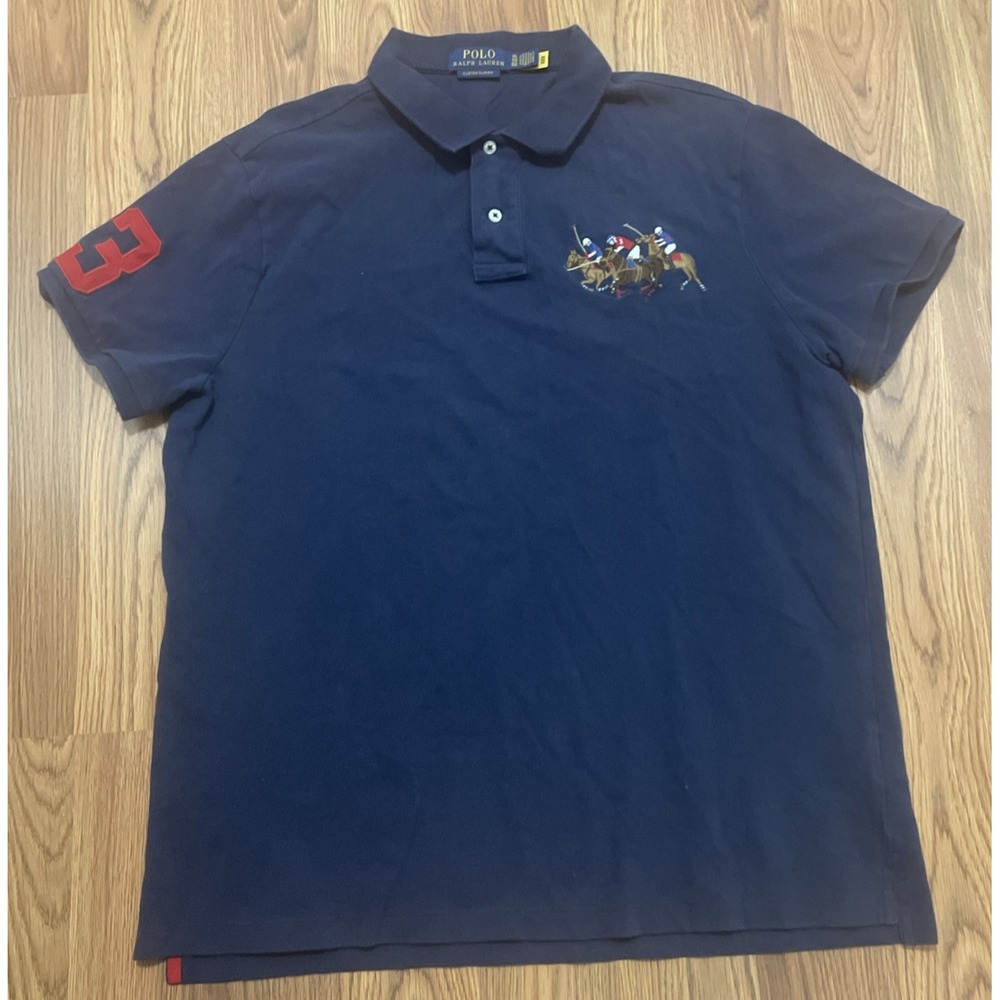 Polo Ralph Lauren Polo Mens XL Custom Slim Fit Polo Players Big Pony Blue
